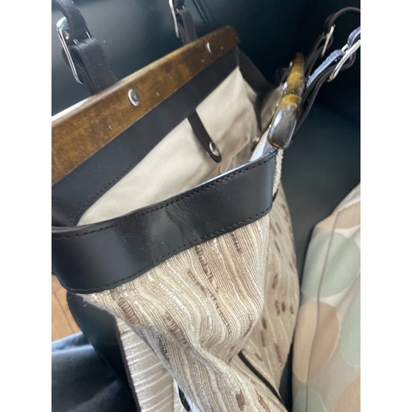 Reiss large satchel bag in lustery tweed w leathr - Picture 7 of 13